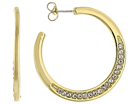 White Crystal Tri-Tone Set of 3 Hoop Earrings
