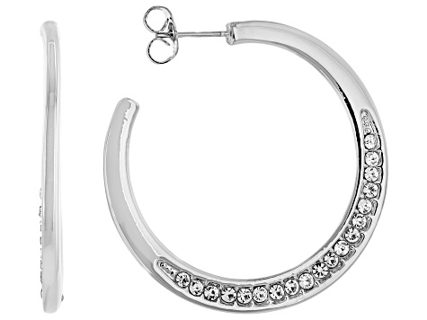 White Crystal Tri-Tone Set of 3 Hoop Earrings