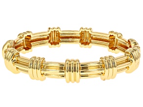 12.4mm Gold Tone Station Ribbed Bracelet