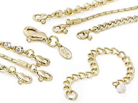Gold & Silver Tone White Glass Interchangeable 3 Piece Necklace With Heart Charm