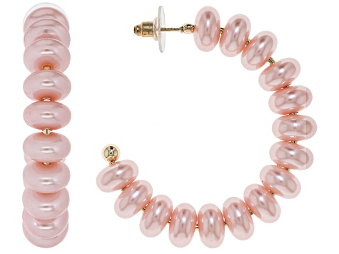 Multi-Color Pearl Simulant Gold Tone Set of 3 Hoop Earrings