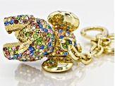 Multi color Crystal Gold Tone Elephant Key Chain