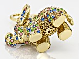 Multi color Crystal Gold Tone Elephant Key Chain