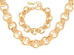 Gold Tone 15mm Luxe Link Chain Necklace & Bracelet Set