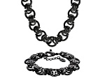 Hematine Tone 15mm Luxe Link Chain Necklace & Bracelet Set
