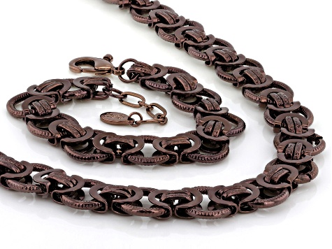 Chocolate Tone 15mm Luxe Link Chain Necklace & Bracelet Set