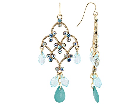 【日本入手困難】Crystal Logo Jewels dangle earring WAVE DANGLE AUSTRIAN CRYSTAL RHINESTONE CHANDELIER EARRINGS