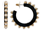 Multi-Color Resin & Pearl Simulant Gold Tone Set of 3 Hoop Earrings