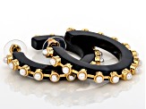 Multi-Color Resin & Pearl Simulant Gold Tone Set of 3 Hoop Earrings