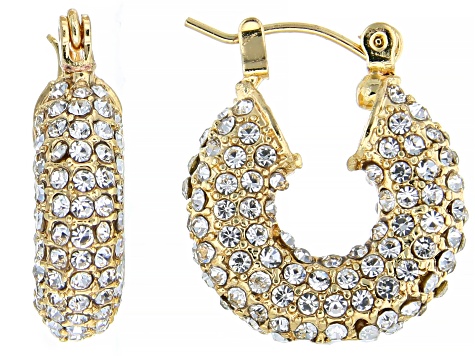 White Crystal Tri-Tone Set of 3 Huggie Earrings