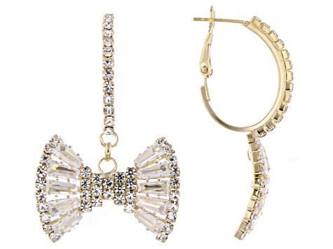 Boucles D'oreilles Créoles Noeud Argent - Strass Cubic Zirconia 1.0 Cts, Puce, Neuves