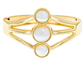 Pearl Simulant Gold Tone Bracelet 14mm & 11mm