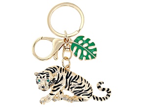 Multi-Color Enamel Gold Tone Tiger Keychain