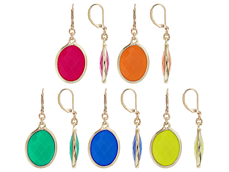 ピアス　No.5570 Multi-Color Acrylic Gold Tone Set of 5 Earrings - OPC1828 | JTV