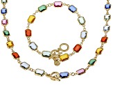 Multi-Color Crystal Gold Tone Necklace & Bracelet Set