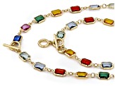 Multi-Color Crystal Gold Tone Necklace & Bracelet Set