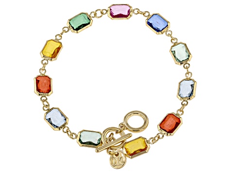 Multi-Color Crystal Gold Tone Necklace & Bracelet Set