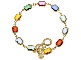 Multi-Color Crystal Gold Tone Necklace & Bracelet Set