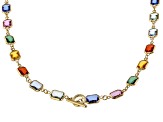 Multi-Color Crystal Gold Tone Necklace & Bracelet Set