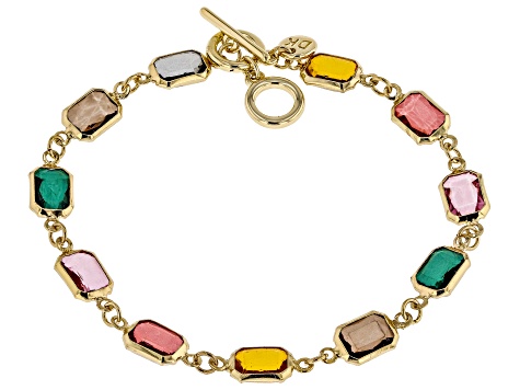 Multi-Color Crystal Gold Tone Necklace & Bracelet Set - OPC1834A | JTV