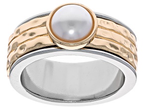 Pearl Simulant Two-Tone Ring