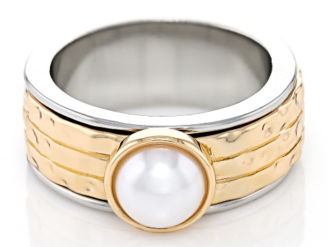 Pearl Simulant Two-Tone Ring