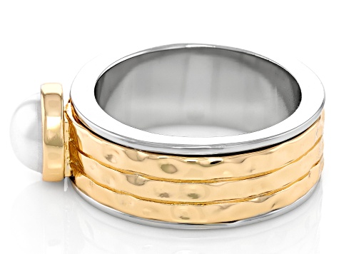 Pearl Simulant Two-Tone Ring
