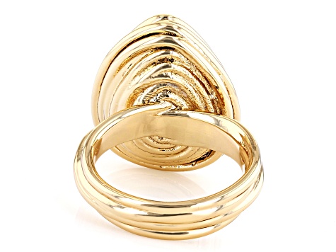 Green Crystal Gold Tone Solitaire Ring