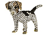 Multicolor Crystal Antiqued Gold Tone Jack Russell Terrier Brooch