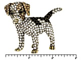 Multicolor Crystal Antiqued Gold Tone Jack Russell Terrier Brooch