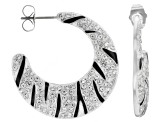 Black & Clear Crystal Silver & Gold Tone Animal Print Hoop Earring Set of 3