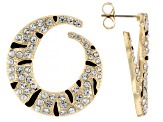 Black & Clear Crystal Silver & Gold Tone Animal Print Hoop Earring Set of 3