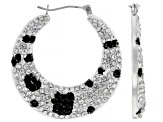 Black & Clear Crystal Silver & Gold Tone Animal Print Hoop Earring Set of 3