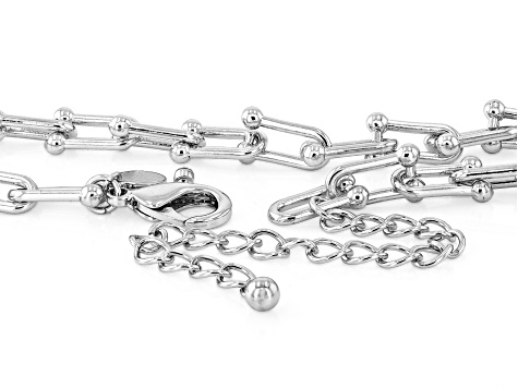 Silver Tone Stirrup Link Necklace & Bracelet Set - OPC1883A | JTV