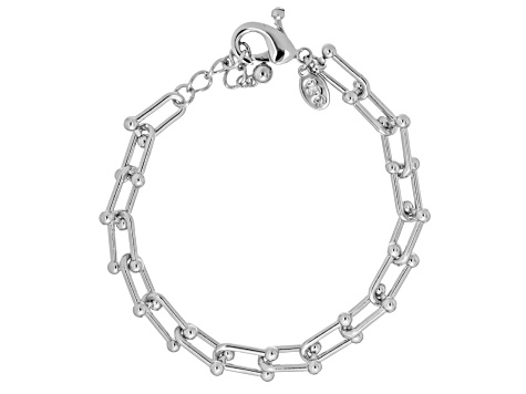 Silver Tone Stirrup Link Necklace & Bracelet Set - OPC1883A | JTV