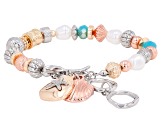 Pearl Simulant & Multi-Color Acrylic Tri-Color Tone Sea Life Toggle Bracelet