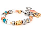 Pearl Simulant & Multi-Color Acrylic Tri-Color Tone Sea Life Toggle Bracelet