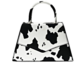 Imitation Leather Silver Tone Cow Print Clutch