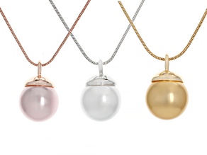 15mm Multi-Color Pearl Simulant Tri-Tone Set of 3 Snake Chain Necklace