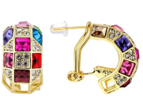 Multi-Color Crystal Gold Tone Earrings