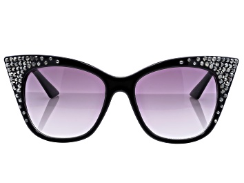 Picture of Gray Crystal Black Cat Eye Sunglasses
