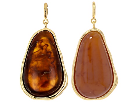 Multi-Color Resin Gold Tone Set of 3 Pendants With 20.0"L Chain