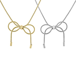 Gold & Silver Tone Bow Necklace Set of 2