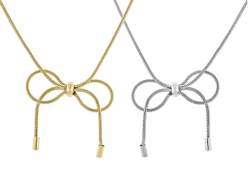 Picture of Gold & Silver Tone Bow Necklace Set of 2