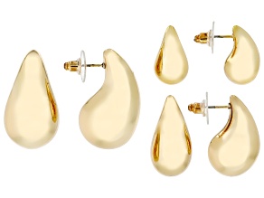 Gold Tone Teardrop Earring Set of 3