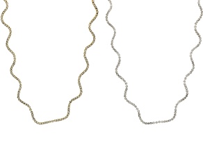 White Crystal Gold & Silver Tone Wavy Necklace Set of 2