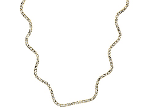 White Crystal Gold & Silver Tone Wavy Necklace Set of 2 - OPC1927