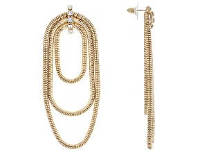 White Crystal Gold Tone Snake Chain Earrings