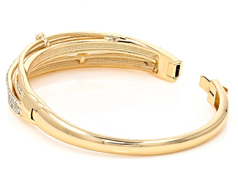 White Crystal Gold Tone Crossover Bangle Bracelet - OPC1940 | JTV