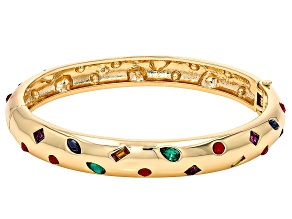 Multi-Color Crystal Gold Tone Bangle Bracelet